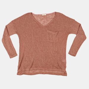 Oddy Mesh Knit Pink Orange Hi-Low Sweater Size M Earthy Cottage Fairy